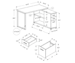 Gray & Black L-Shaped 3-Drawer Computer Desk 9 Gray & Black L-Shaped 3-Drawer Computer Desk -Home Furniture 810512962 3