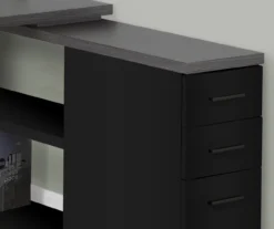 Gray & Black L-Shaped 3-Drawer Computer Desk 10 Gray & Black L-Shaped 3-Drawer Computer Desk -Home Furniture 810512962 4
