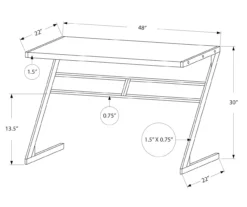 Monarch Z-Shaped Base Office Desk -Home Furniture 810512964 3