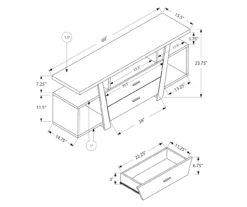 60" Espresso 2-Drawer TV Stand -Home Furniture 810512982 3