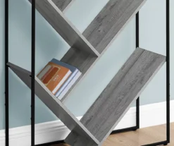 Gray 5-Shelf Slanted Bookcase -Home Furniture 810512987 4