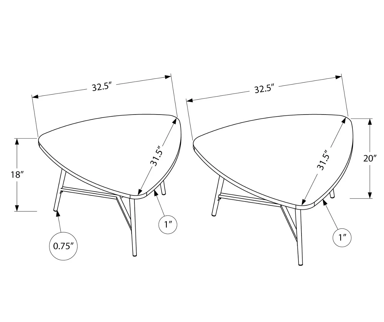 Taupe Reclaimed Triangular 2-Piece Nesting Table Set 7 Taupe Reclaimed Triangular 2-Piece Nesting Table Set - Image 5