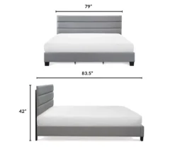 Gray Hudson King Upholstered Linen Fabric Bed -Home Furniture 810513494 6