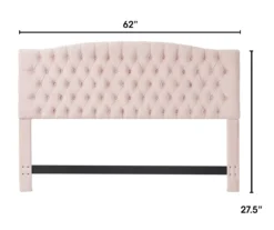 French Blush Pink Celeste Upholstered Queen Headboard -Home Furniture 810513529 3
