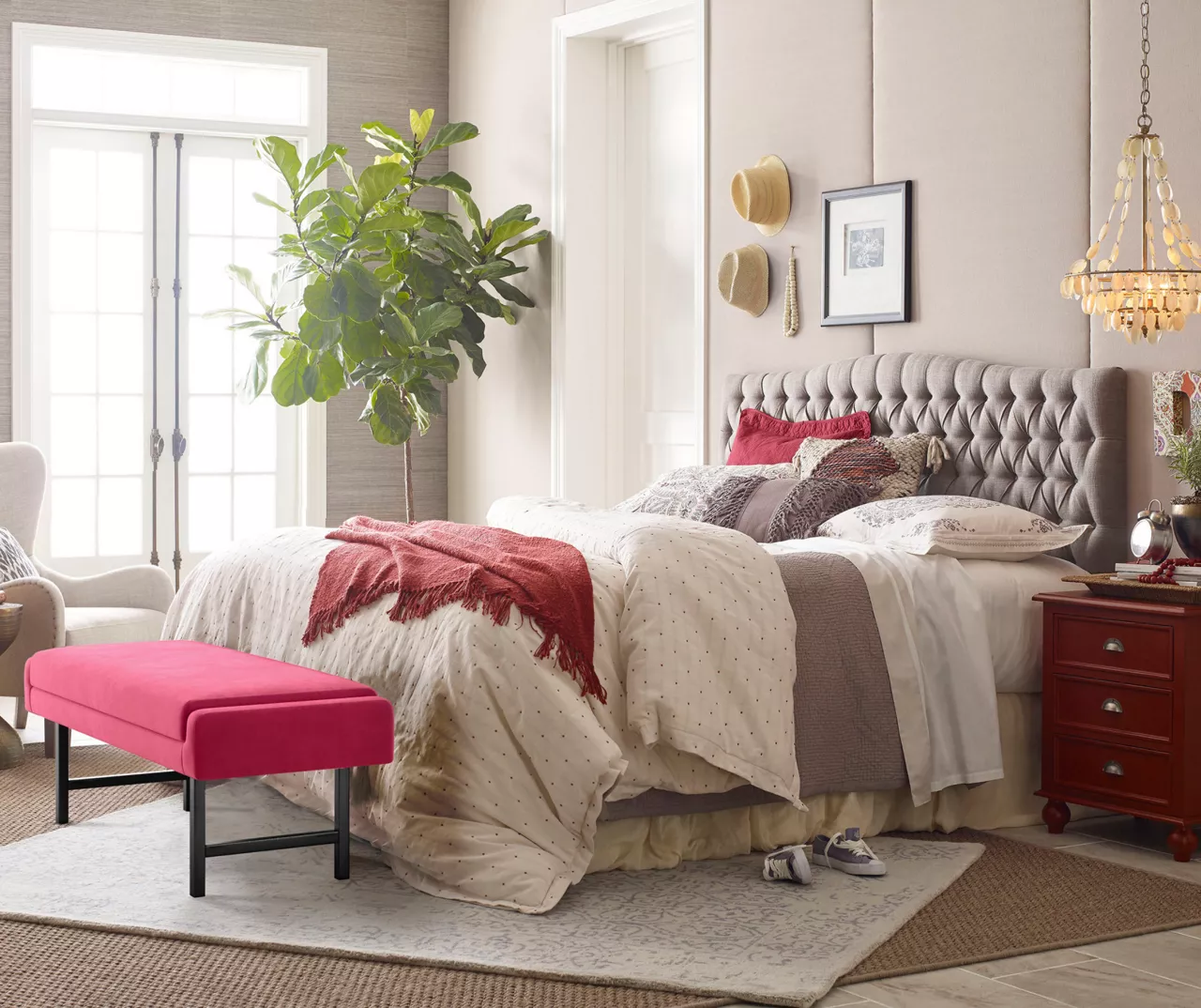 Brown Upholstered Linen King Headboard 4 Brown Upholstered Linen King Headboard - Image 2