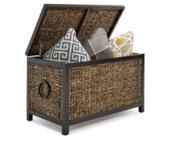 Rustic Black Wicker Storage Trunk -Home Furniture 810513555 5