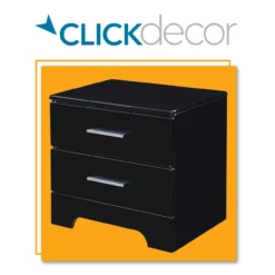 Black Hudson 2-Drawer Wood Nightstand -Home Furniture 810513557
