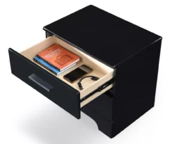 Black Hudson 2-Drawer Wood Nightstand -Home Furniture 810513557 7