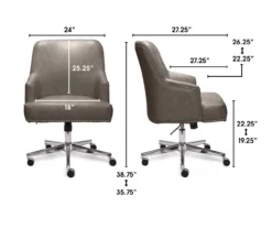 Leighton Gray Memory Foam Bonded Leather Office Chair -Home Furniture 810513560 3