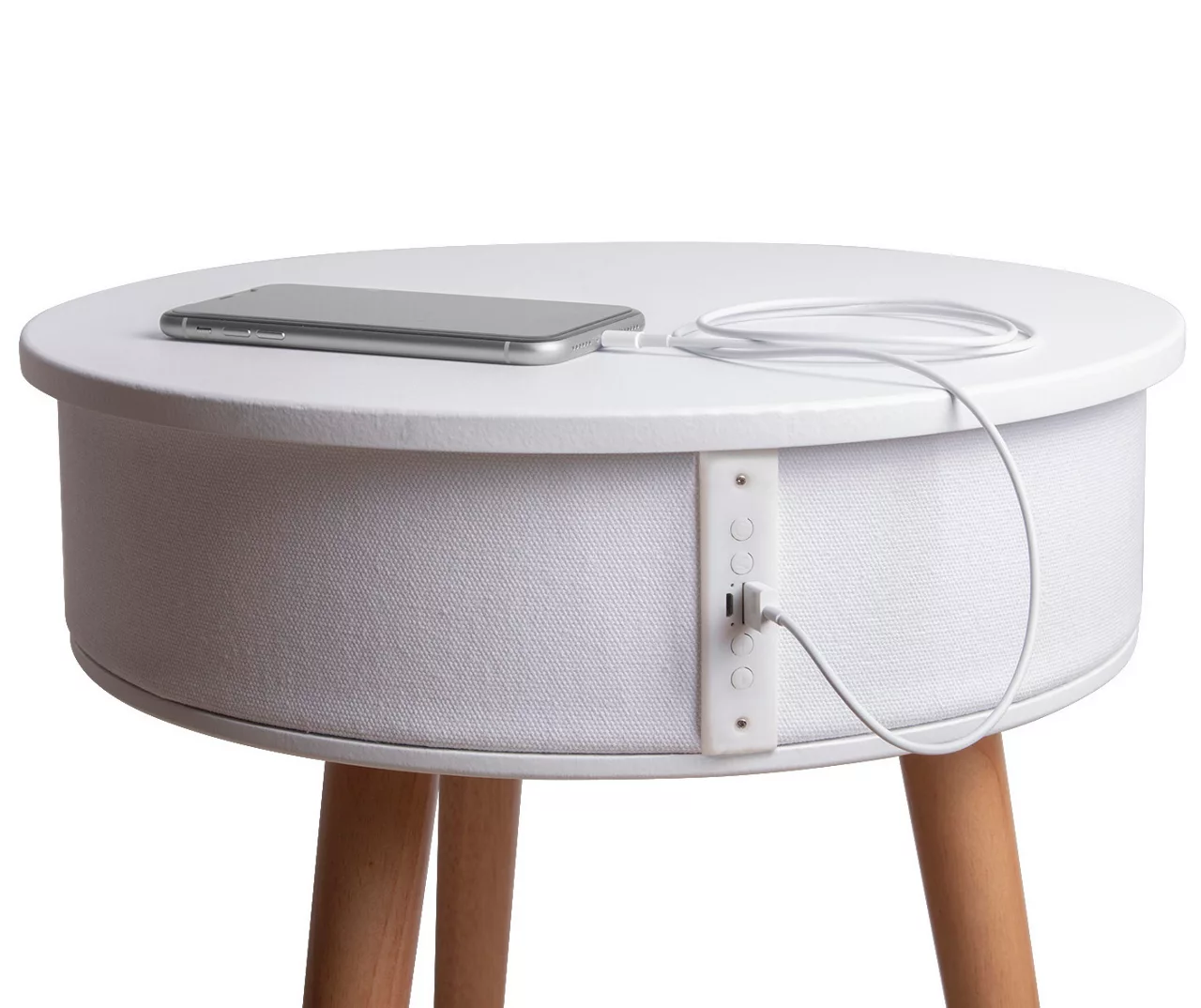 White End Table With Bluetooth Speaker & USB Port 5 White End Table With Bluetooth Speaker & USB Port - Image 3