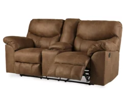Boxberg Bark Faux Leather Reclining Console Loveseat -Home Furniture 810519667 1