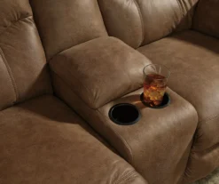 Boxberg Bark Faux Leather Reclining Console Loveseat -Home Furniture 810519667 3