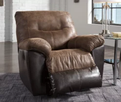 Follett Coffee Faux Leather Rocker Recliner -Home Furniture 810519692 3