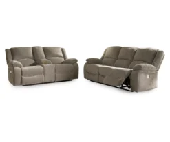 Draycoll Pewter Power Reclining Console Loveseat -Home Furniture 810519718 810519715