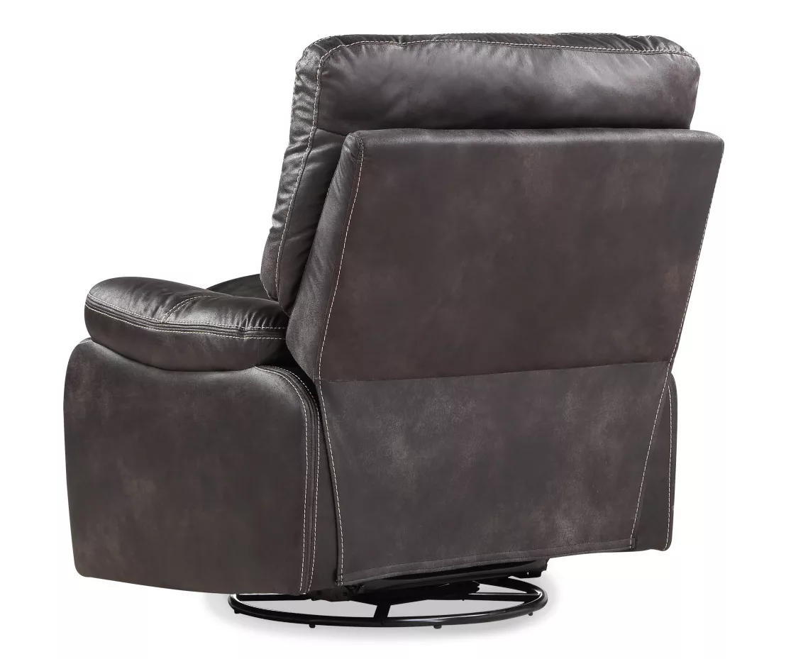 New Albany Dark Graphite Leather Look Micro Suede Swivel Reclining Glider 5 New Albany Dark Graphite Leather Look Micro Suede Swivel Reclining Glider - Image 3