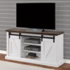 60" Dark Brown & White Barn Door TV Stand -Home Furniture 810523487 1