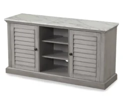 52" Faux Marble Shutter Door TV Stand -Home Furniture 810524648 3