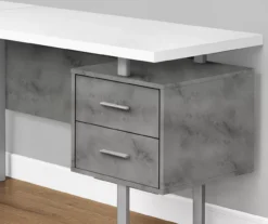 Faux Concrete & White 3-Drawer L-Shaped Corner Desk -Home Furniture 810527349 3
