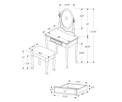 Antique White 2-Piece Mirror Vanity Set -Home Furniture 810527351 6