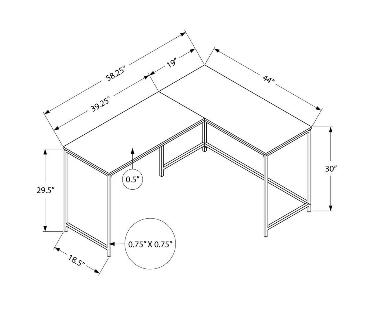 Monarch L-Shaped Metal Corner Desk 15 Monarch L-Shaped Metal Corner Desk - Image 13