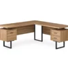 Brown Reclaimed 3-Drawer L-Shaped Corner Desk 2 Brown Reclaimed 3-Drawer L-Shaped Corner Desk -Home Furniture 810527371 2