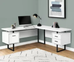 White & Black 3-Drawer L-Shaped Corner Desk -Home Furniture 810527374 1