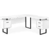 White & Black 3-Drawer L-Shaped Corner Desk -Home Furniture 810527374 2