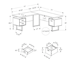 White & Black 3-Drawer L-Shaped Corner Desk -Home Furniture 810527374 5