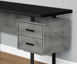 Faux Concrete & Black 3-Drawer L-Shaped Corner Desk 9 Faux Concrete & Black 3-Drawer L-Shaped Corner Desk -Home Furniture 810527375 3