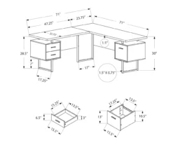 Faux Concrete & Black 3-Drawer L-Shaped Corner Desk 11 Faux Concrete & Black 3-Drawer L-Shaped Corner Desk -Home Furniture 810527375 5