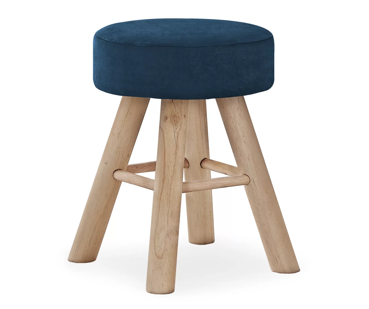 Blue Velvet Upholstered Wooden Ottoman 3 Blue Velvet Upholstered Wooden Ottoman