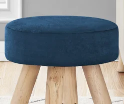 Blue Velvet Upholstered Wooden Ottoman 8 Blue Velvet Upholstered Wooden Ottoman -Home Furniture 810533421 4