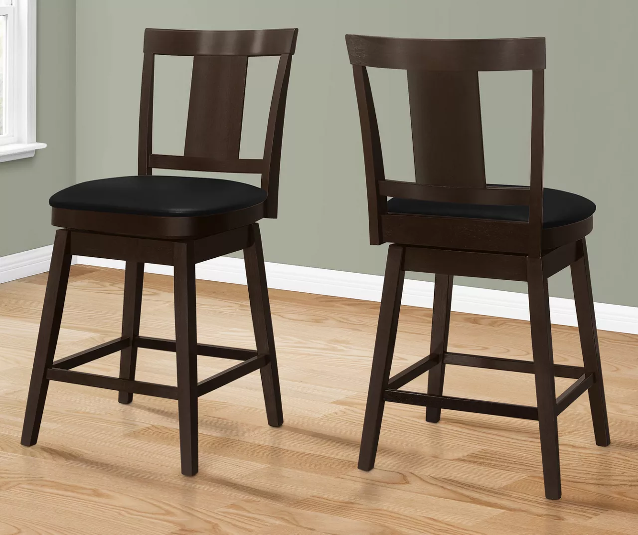 Faux Leather Swivel Bar Stools, 2-Pack 3 Faux Leather Swivel Bar Stools, 2-Pack