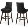 Button Tufted Faux Leather Swivel Bar Stools, 2-Pack -Home Furniture 810533438 2