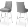 45.5" Gray Button Tufted Faux Leather Swivel Bar Stools, 2-Pack -Home Furniture 810533439 2