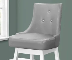 45.5" Gray Button Tufted Faux Leather Swivel Bar Stools, 2-Pack 8 45.5" Gray Button Tufted Faux Leather Swivel Bar Stools, 2-Pack -Home Furniture 810533439 4
