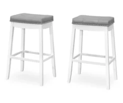 Tufted Nailhead Backless Bar Stools, 2-Pack -Home Furniture 810533442 2