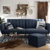 Brittany Navy Blue Linen Convertible Sleeper Futon 2 Brittany Navy Blue Linen Convertible Sleeper Futon -Home Furniture 810535269 1