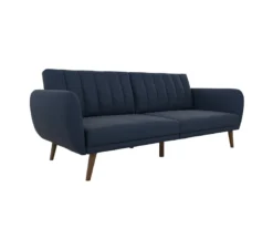 Brittany Navy Blue Linen Convertible Sleeper Futon -Home Furniture 810535269 4