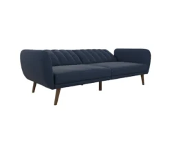 Brittany Navy Blue Linen Convertible Sleeper Futon -Home Furniture 810535269 5
