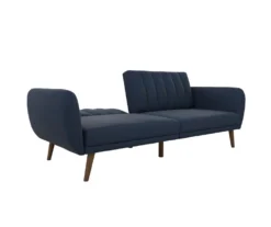 Brittany Navy Blue Linen Convertible Sleeper Futon -Home Furniture 810535269 6