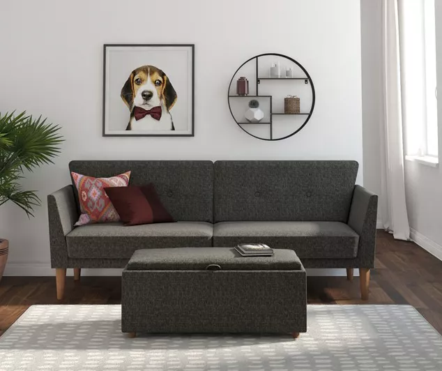 Regal Gray Linen Convertible Sleeper Futon 3 Regal Gray Linen Convertible Sleeper Futon