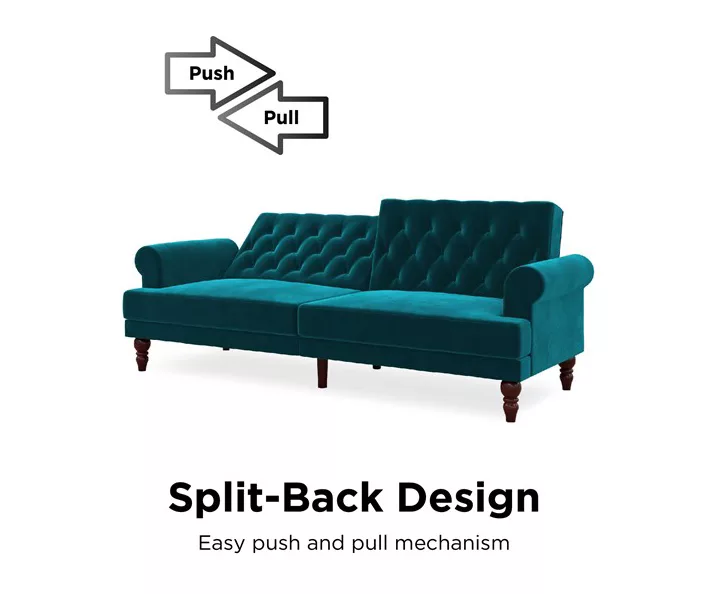 Cassidy Green Velvet Convertible Sleeper Futon 8 Cassidy Green Velvet Convertible Sleeper Futon - Image 6