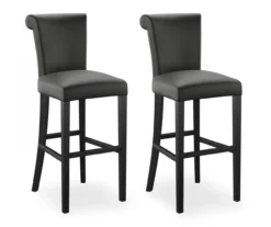 30" Black Faux Brushed Leather Bar Stools, 2-Pack -Home Furniture 810535738 1