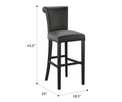 30" Black Faux Brushed Leather Bar Stools, 2-Pack -Home Furniture 810535738 2