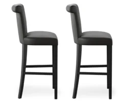 30" Black Faux Brushed Leather Bar Stools, 2-Pack -Home Furniture 810535738 5