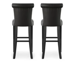 30" Black Faux Brushed Leather Bar Stools, 2-Pack -Home Furniture 810535738 8
