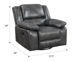 Paulson Gray Faux Leather Swivel Gliding Recliner -Home Furniture 810535759 2