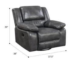 Paulson Gray Faux Leather Swivel Gliding Recliner -Home Furniture 810535759 A7 1