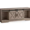 59" Dark Taupe Wood Look Sliding Barn Door TV Stand -Home Furniture 810535762 2